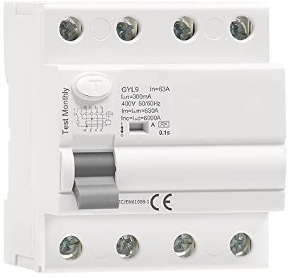 Interruttore differenziale magnetico tipo A RCD ELCB Rileva la corrente residua pulsante CC 1 pz.(4P 40A,300mA)