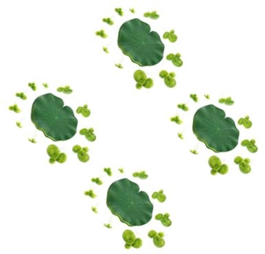 TOPBATHY 4 Juegos Hoja de Loto de lenteja de Agua simulada Aqua Plant decoración pecera Falso Decoraciones de Acuario decoración de Algas Falsas Acuario Plantas flotantes páginas Green