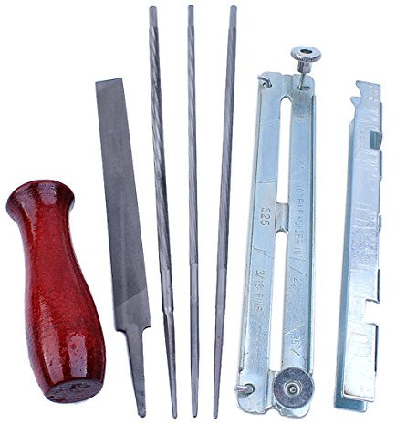 EAGHADEK Accessoires d'outils 3/16'' 4,8 mm 7/32'' 5,5 mm 5/32'' 4 mm Affûtage Plat Rond Affûteur Force Lime Limes Support Poignée Kit Outils de chaîne de tronçonneuse