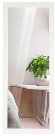 CHELY INTERMARKET MOD146 Espejo De Pared Cuerpo Entero Blanco Moderno 35x140cm para Dormitorio Salón Recibidor Estilo Decorativo Grande Montaje Vertical Horizontal Incluye Kit De Colgar