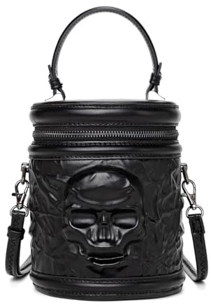 Dajingkj Gothic Handtasche Vintage Kunstleder Totenkopf-Design Multifunktionale Umhängetasche Handytasche zum Umhängen