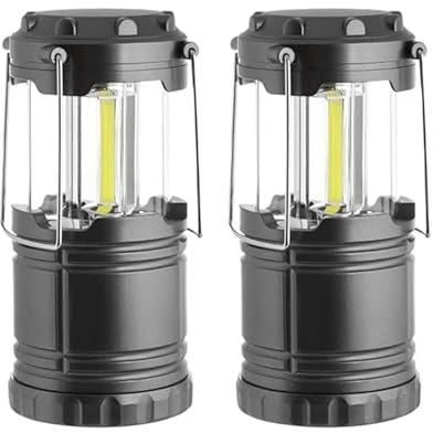 Garden Mile LED Camping Lantern - Hanging 3 COB Lights 260 Lumens - Collapsible Battery Operated Torch - Weather-Resistant, 8-Hour Runtime - Portable Light for Hiking and Emergency Use - Pack of 2