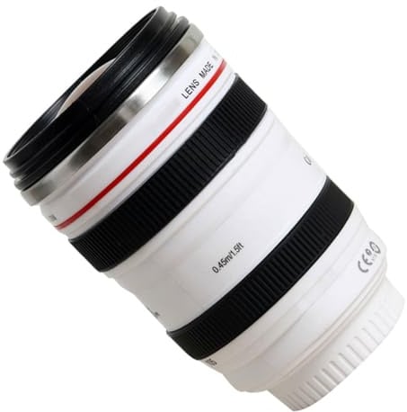 DIYEAH Tasse à Eau Objectif D'appareil Photo Créative pour Photographe, Style Moderne, Matière Plastique Blanc, Usage Maison Bureau Hôtel, Capacité Standard, Présent Original pour Passionnés