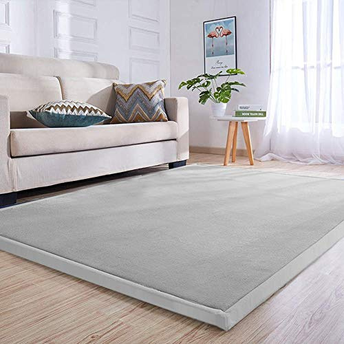 Loartee 3 cm Krabbeldecke Kind, 200x300 cm korallenrote Samt-Kinderteppich | Grau, Spielmatte, Kinderzimmer, Pflegeleicht, langlebig, Weich Kuschelig