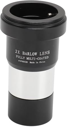 Diyeeni 2X Barlow Lens, Multi Coated Barlow Lens with Dust Cover, M42x0.75mm Male Thread, M28.6x0.6mm Female Thread, for 1.25in Astronomical Telescope Eyepieces