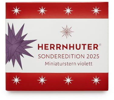 Limitierter Herrnhuter Stern Sonderedition 2025 - Miniaturstern - Violett - Größe: 8cm - mit LED Licht und 3 Meter Kabel, Netzteil NICHT inbegriffen