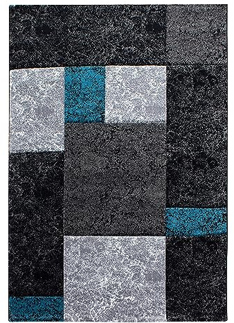 KADIMA DESIGN Designteppich Rautenmuster Kariert Pflegeleicht Praktisch Waschbar Belastbar Strapazierfähig Türkis 160x230 cm Wohnzimmer Flur Oeko-TEX Zertifiziert | Monza
