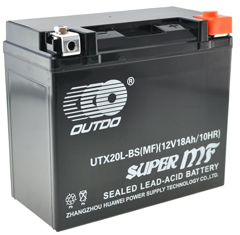 Batteria Gel AGM OUTDO YTX20L-BS 12V 18Ah per Moto e Quad Senza Manutenzione Alta Potenza Avviamento