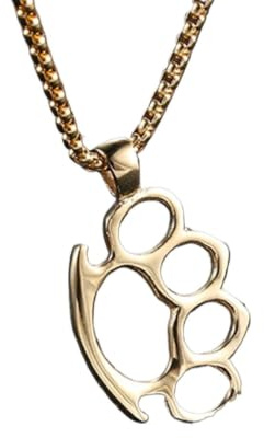 xiaoshitou Vintage Fashion Brass Knuckles Pendant Necklace For Women Men Jewelry Gothic