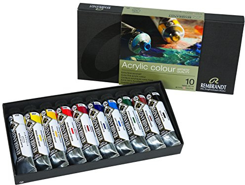 Rembrandt Professionelles Acrylfarben-Set mit 10 Farben (40 ml Tuben) | Künstlerqualität Acrylfarben