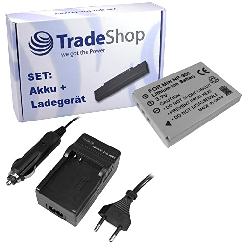 Angebot IM Set: Trade-Shop Kamera Li-Ion Akku 950mAh + Ladegerät mit Kfz Adapter für Maginon Performic S-5 Slimline XS-6 Minox DC4211 DC5222 DC6311 Praktica Luxmedia 7103 Prosio SlimNeo Xc-534 Xi