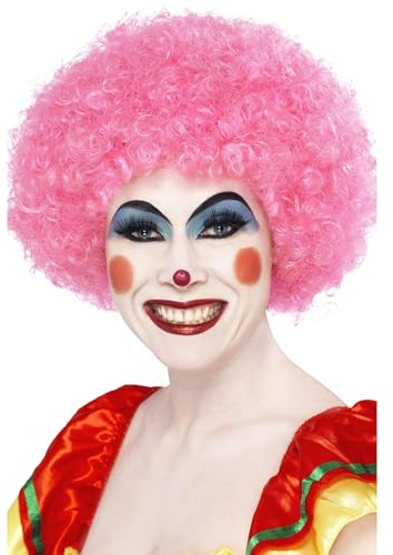 Smiffys Verrückter Clown Perücke, Rosa, 120g Halloween