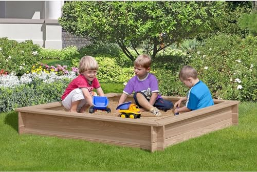 Gartenpirat Holz-Sandkasten 150x150 cm aus Lärchenholz unbehandelt TÜV geprüft