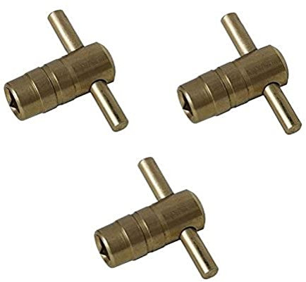 Merriway BH03437 (3 Pcs) Solid Brass T-Bar Radiator Key - Pack of 3 Pieces