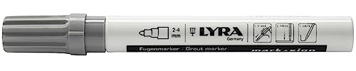 LYRA Fugenmarker grau 1 Stk. | rund, für verschmutzte/verfärbte Fugen, Küche, Bad, Feinspitze 1-4 mm, drehbare Spitze, schnell trocknend