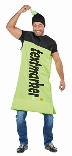 PartyXPeople Witziges Kostüm Textmarker gelb | unisex | Karneval Fasching | Robe mit Mütze | Costume Highlighter neon gelb 14232-L