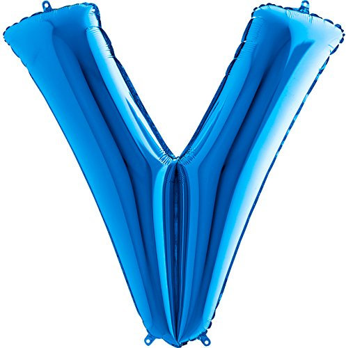 Trendario Ballon Buchstaben - XXL Riesenbuchstabe 100cm Folienballon - Helium Luftballons für Geburtstag, Taufe, Party Deko, Hochzeit (V, Blau)
