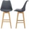 [en.casa] Juego de taburetes de Bar 105 x 48 x 58cm Set de 2X Taburetes de Cocina de diseño Asiento Acolchado Patas de Madera Haya Gris