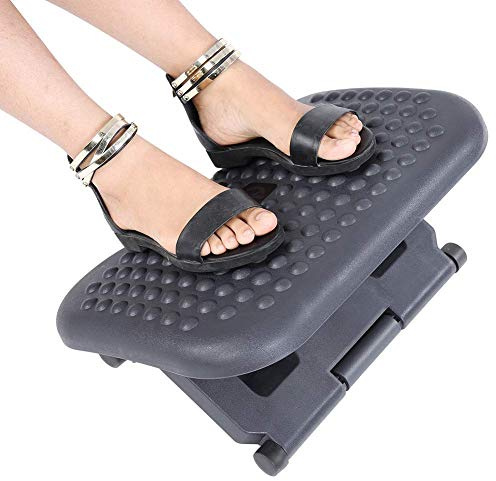 Ergonomische Fußstütze mit Massagefunktion, Höhenverstellbar, Schreibtisch Fußablage für Home Office, Verstellbarer Fußhocker