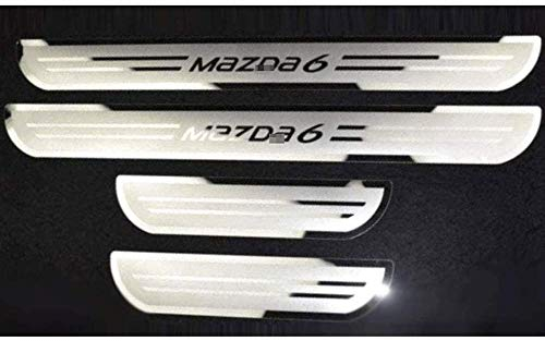 AILZNN Stainless Steel Door Sill Guard Scuff Plate For MAZDA 6 2015-2019, Carbon Fiber Look, 4pcs