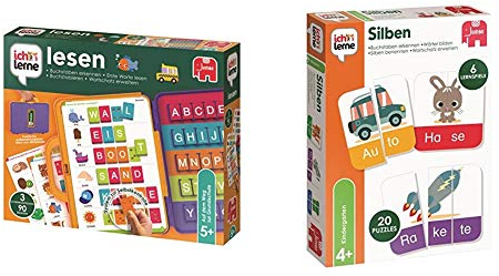 Jumbo Spiele 19565 ich lerne lesen Lernspiel für Kinder, Ab 5 Jahren & 19551 ich lerne Silben Lernspiel für Kinder, Ab 4 Jahren