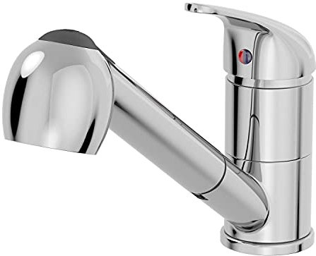 SÄUBER® Kitchen Sink Mixer Tap Pull Out Spray Head Brass Body Single Lever Handle for Sinks Taps Faucet Modern Round, Chrome
