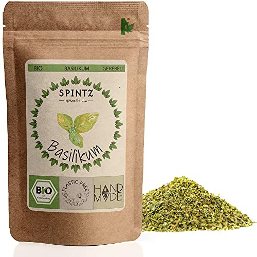 SPINTZ 500g Bio Basilikum gerebelt - getrocknete Basilikumblätter - Ideal für Pasta & Pizza - Italienische Kräuter - 100% natürlich aus biologische Anbau - vegan | plastikfrei verpackt
