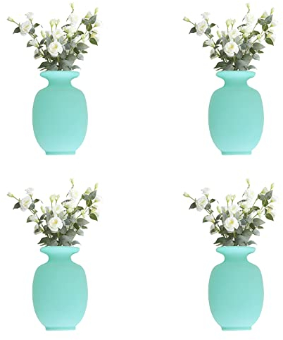MSUIINT Magische Vase, 4 Stück, aus Silikon, wiederverwendbar, selbstklebend, zum Aufhängen, dekorativ, aus Gummi, kleine Vase