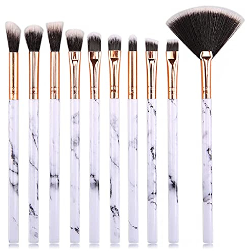 JOOTUEPO 10pcs Augen Make up Pinsel Marmor Muster Augen Make-up Pinsel Set weich Haare Lidschattenpinsel, für Lidschatten, Augenbraue, Eyeliner