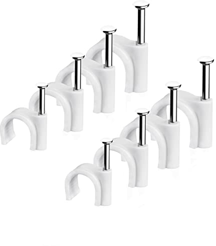 CONPHERON Cable Clips, Steel Nails Wire Clips Round Cable Tidy Clips, 22mm, 50 pcs