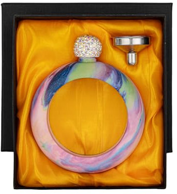 Toptie Pulsera Con Petaca de Whisky para Mujer, 100 ml/3,5 Oz, Botella de Vino Portátil Oculta Con Tapa de Diamantes de Imitación, Accesorio de Moda para Combinar Con Atuendos, Galaxia