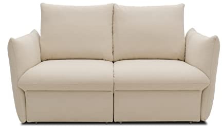 DOMO. collection Sofa Cloud Box, 2-Sitzer mit Schlaffunktion und Boxspringfederung, 2er Couch mit Bettauszug, Schlafsofa, Boxspringsofa 180 x 97 x 100 cm (BxTxH), creme