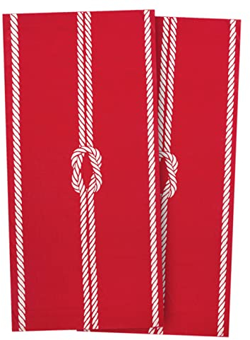 ZOLLNER 2er Set Strandlaken - saugstarke und strapazierfähige Handtücher in 100x200 cm - waschbar bis 60°C - Baumwolle in rot - Elegantes Seil und Knoten Design - Oeko Tex® Zertifiziert