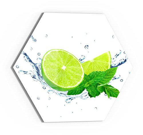 DEQORI Glas-Magnettafel | 55x47,6 cm groß | Motiv Limette fällt ins Wasser | Memo-Board aus Glas | Magnetboard inkl. Magnete, Stift & Tuch für Küche & Büro | Tafel magnetisch & beschreibbar