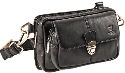 MATADOR (3 in 1 Tasche „Kairo“ – hochwertige Handy Bauchtasche Leder Herren – Umhängetasche Damen mit viel Platz für Portemonnaie – stylische Gürtel-Tasche mit robusten Gürtelschlaufen Nappa Schwarz