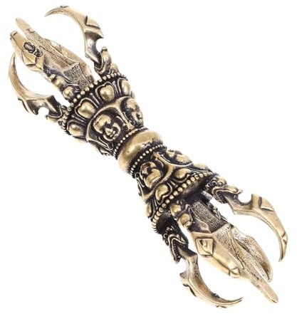 Dekorative Handwerkskunst aus Messing Stößel Vajra für Schreibtischdeko | Vintage Optik, Goldene Figur in Kleiner Form, Elegant und Kreativ, für Zuhause