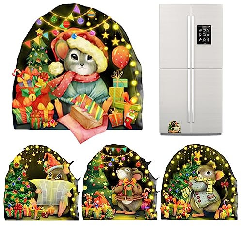 Suphyee Leuchtende Mausloch-Aufkleber | Leuchtende Aufkleber | 3D-Mausloch zum Abziehen und Aufkleben, weihnachtliches Mauseloch, leuchtende Wanddekorationen, 4 Stück/Set Wandaufkleber, selbstklebend