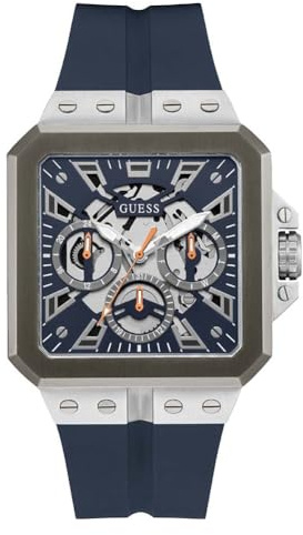 Guess Men's 42mm Watch - Black Strap Black Dial Gold Tone Case