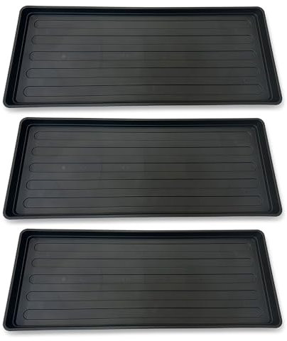 EarlyGrow 3-Pack Grow Bag Tray 100cm x 40cm Garden Plant Watering Indoor, Outdoor, Greenhouse for Tomatoes, Fruits and Vegetables, and Boots, Litter or Oil Tray