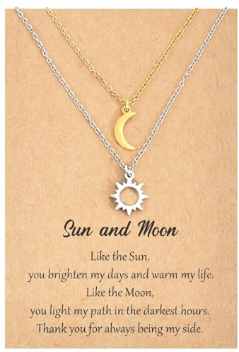 SUNSH Sonne Mond Halskette,Damen Halskette, Geschenke Für Freunde/Teen/Mädchen/Paare/Freunde, Gute Freundin Halskette, Beste Freundin Geschenk, Weihnachten/Geburtstag/Party
