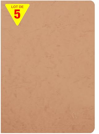 Clairefontaine 733000Cpack - Packung 5 Heft - Notizbuch mit Drahtheftung, Age Bag, DIN A4 21x29,7 cm, 48 Blatt, blanko, 90g, Tabakbraun, 1 Pack