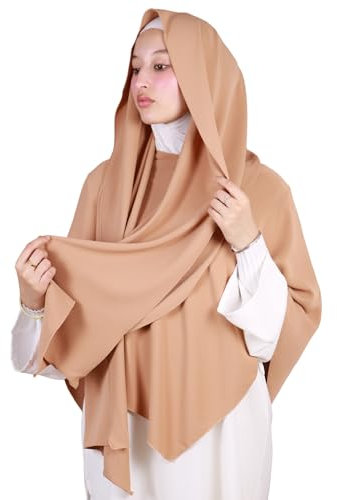 Lamis Hijab Khimar KH400 Khimar mit Hijab zum Hineinschlüpfen, dicker Krepp, für muslimische Frauen, Ziegelrot, Einheitsgröße