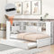 buiesjole Kinderbett Staufach Mit USB Plattformbett 90x200cm(90x190cm) Mit Ausziehbett Einzelbett Für Kinder Jugendliche Jugendbett Gästebett Für Schlafzimmer Weiß
