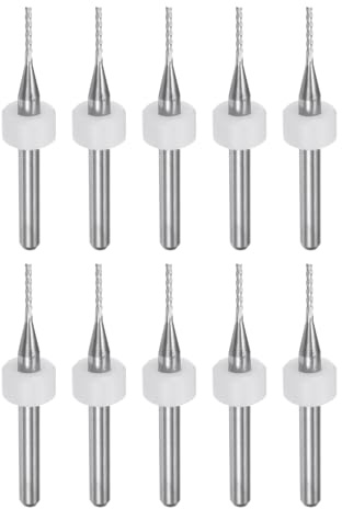 QUARKZMAN 10Pcs Embouts de Fraise 1mm Tige Droite de 1/8 Pouce | en Carbure de Tungstène pour Fraiseuse CNC, Outils de Gravure pour Circuit Imprimé, Machine de Fraisage du Bois