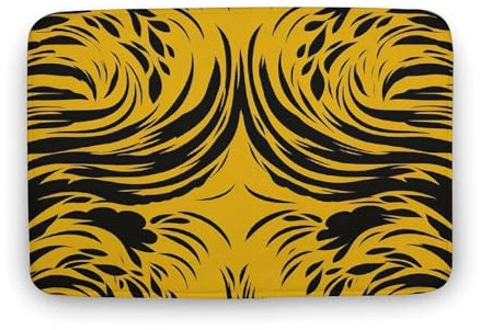 Fußmatte für den Außenbereich, Senfgelb und Schwarz, waschbar, rutschfeste Fußmatten, weiche Teppiche, saugfähig, für Wohnzimmer, Schlafzimmer, Badezimmer, 50 x 80 cm