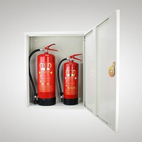 Feuerlöscher Schutzschrank für 2 Feuerlöscher a 6-12 kg | Aufbewahrungsschutz | Robust und langlebig | Weiß mit Drehgriff