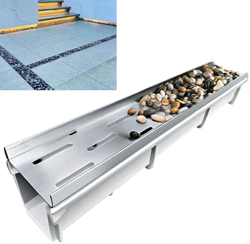 Abflussrinne Aussen Außengraben-Rinnenentwässerungssystem, Beton-Entwässerungsrinne für Gartendeko, Garagenboden-Abflussrinne zum Befüllen mit Kieselsteinen(Size:24.5x13cm(9.6x5.1))