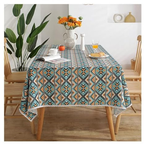 AMDXD Biancheria da tavola 90 x 90 cm, motivo a griglia retrò, in poliestere, tovaglia da giardino, facile da pulire, per sala da pranzo, giardino, feste, matrimoni o casa, stile 2