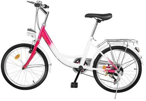 Tagtuell Bicicleta de 20 pulgadas, luz de bicicleta, bicicleta de ciudad, bicicleta urbana, 6 velocidades, mujer, hombre, niña, adecuada a partir de 145 cm - 165 cm