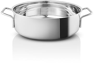 Eva Trio | Stainless Steel Sauteuse 28 cm |Ideal zum schnellen Braten und Sautieren. Durch die tiefen Seiten eignet sich die Sauteuse auch für die Zubereitung von Saucen und Eintöpfen | Polished steel